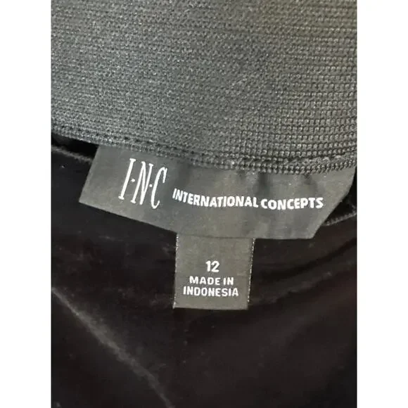 Inc Black Velvet Flared Pants Spilt Hem 90s Whimsigoth Witchy Goth Womens 12 - Picture 6 of 7